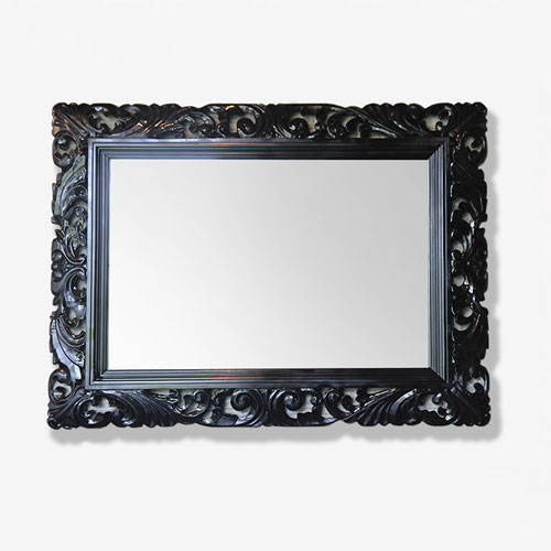 FASCINATION BLACK 원목조각 사각 대형거울
